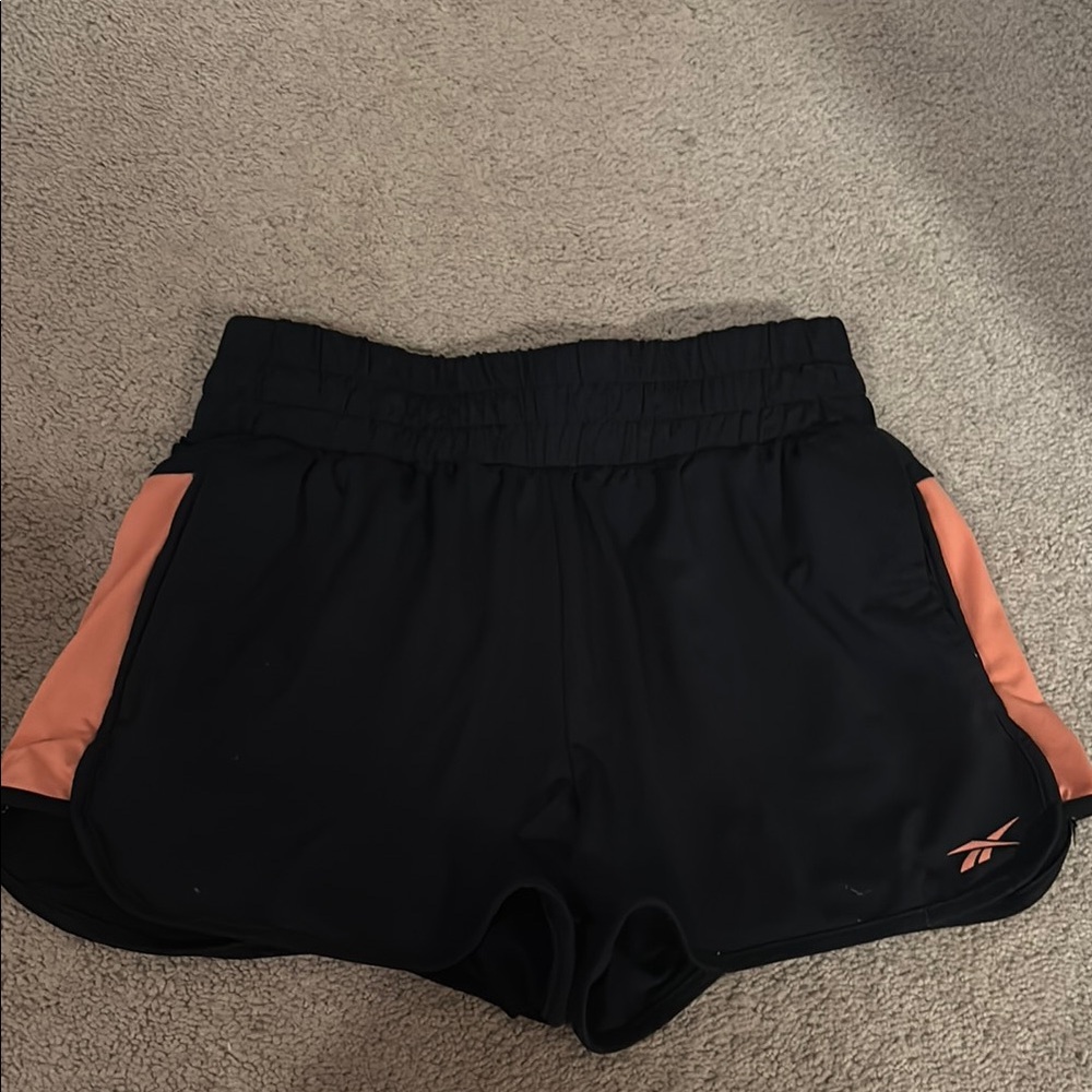 Women’s Black and Peach Reebok Athletic Shorts